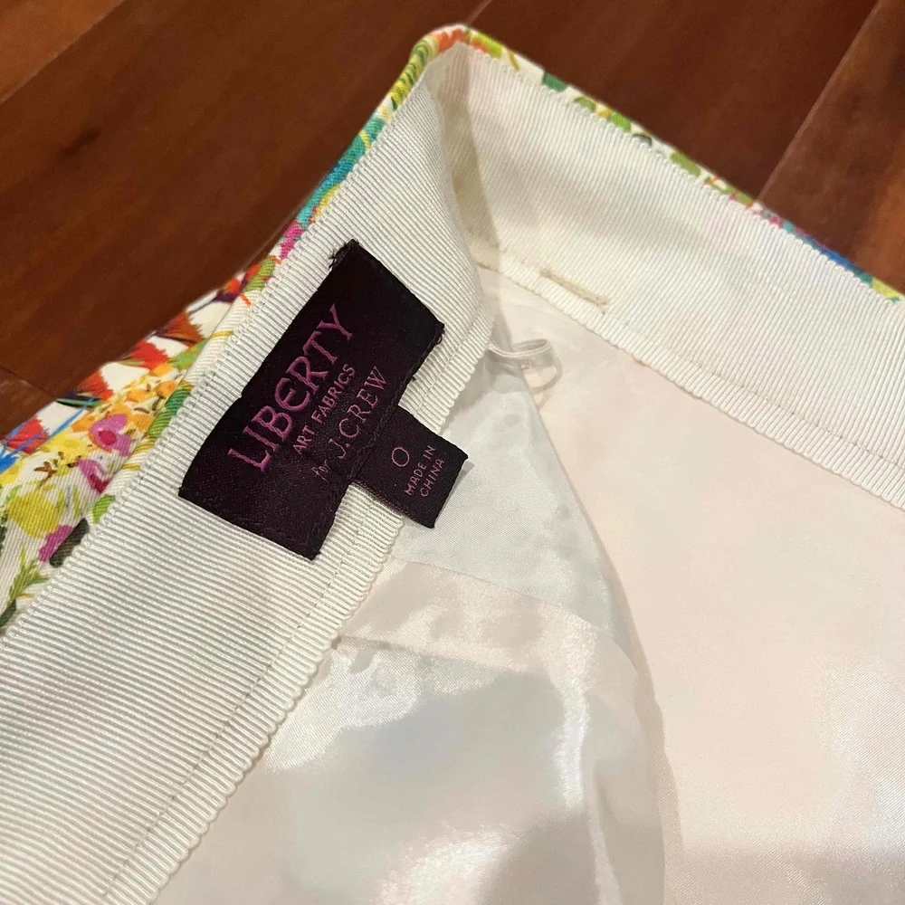 J.Crew Liberty Art Fabric Skirt Yellow Multicolor Floral Pattern Mini‎ Size 0